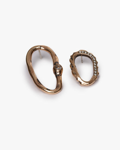 Orecchini round haneda bronzo e zirconi