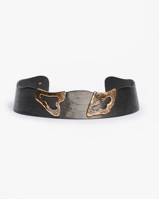 Choker Heathrow black bronzo e zirconi