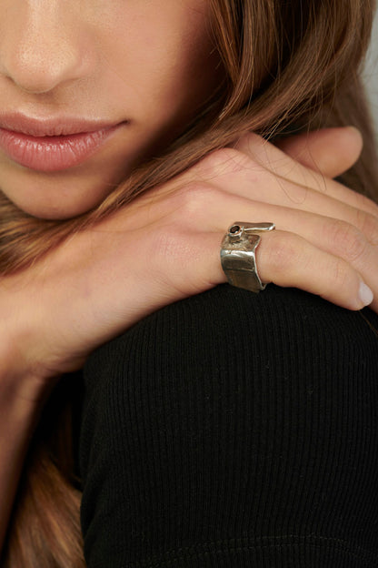 Anello lastra druide argento