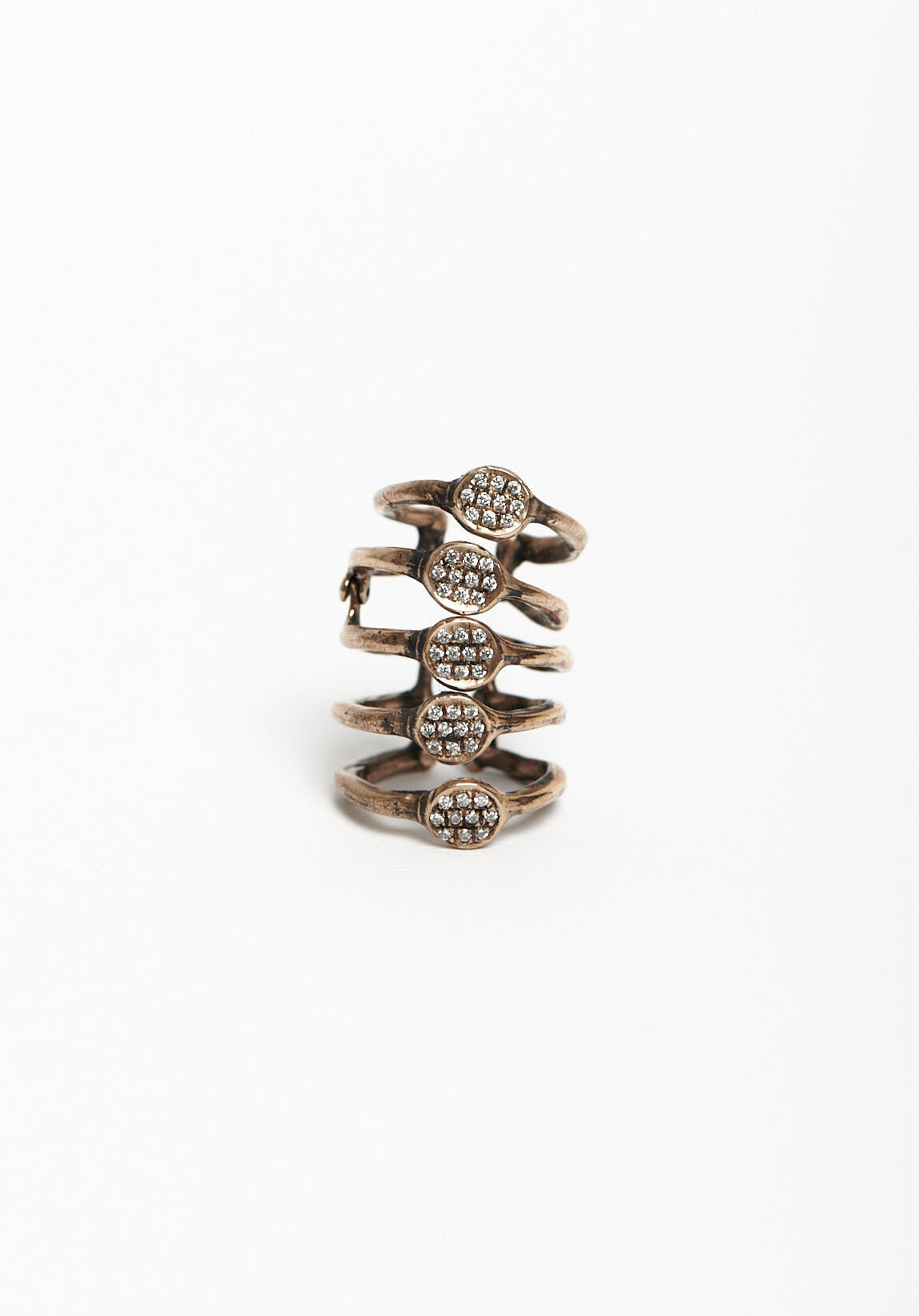 Anello dito Dendrite zirconi Bronzo