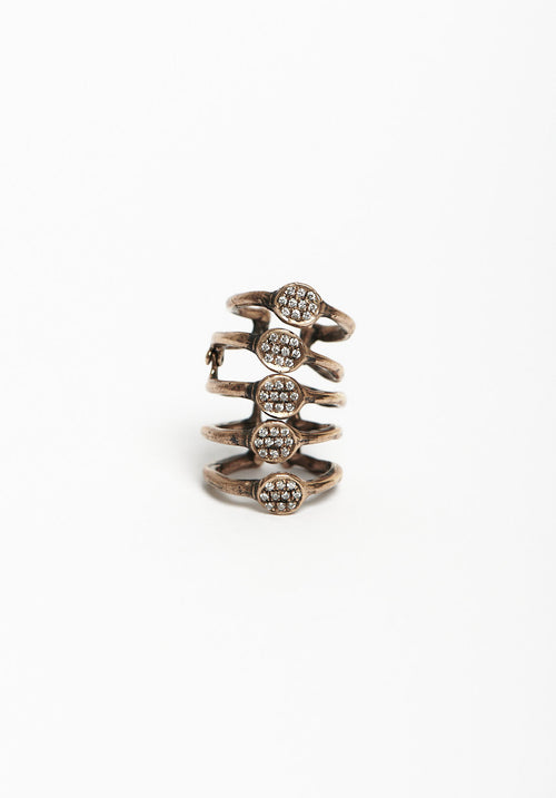 Anello dito Dendrite zirconi Bronzo