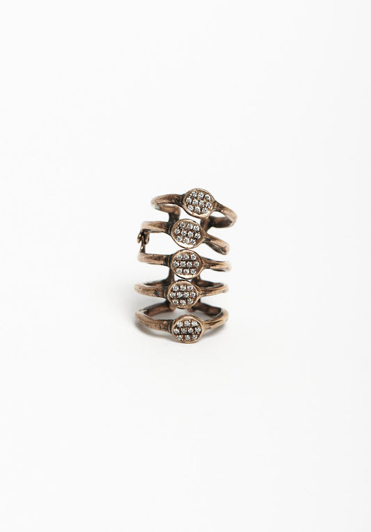 Anello dito Dendrite zirconi Bronzo