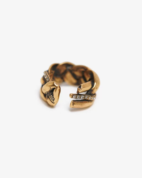 Anello treccia XL unlace bronzo e zirconi