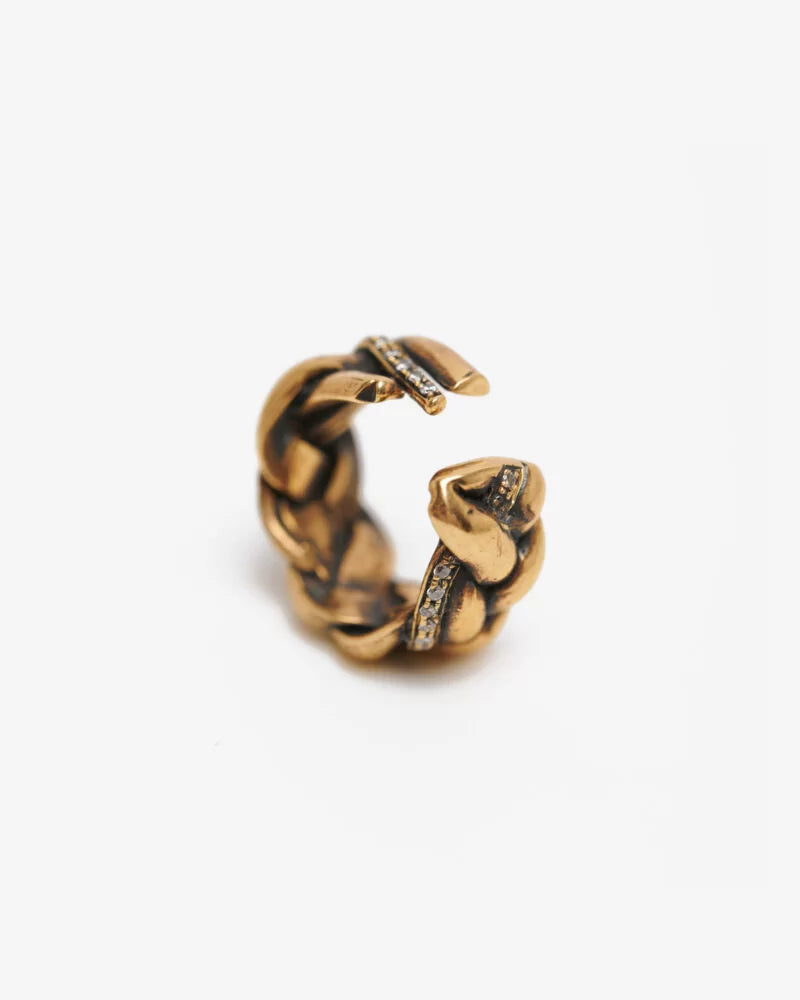 Anello treccia XL unlace bronzo e zirconi