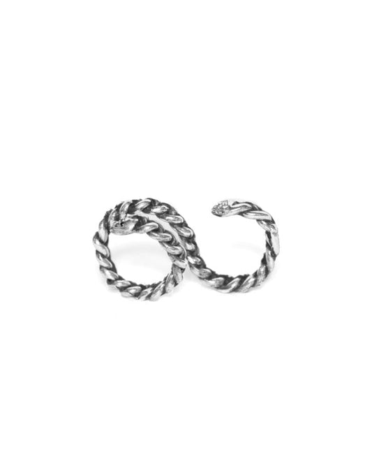 Anello mezzo baffo zirconi argento