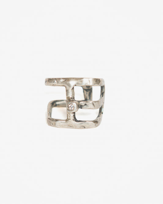 Anello neolitico half argento
