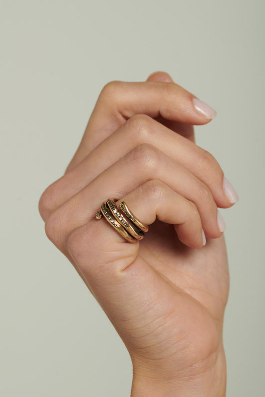 Anello spirale wanderlust bronzo e zirconi