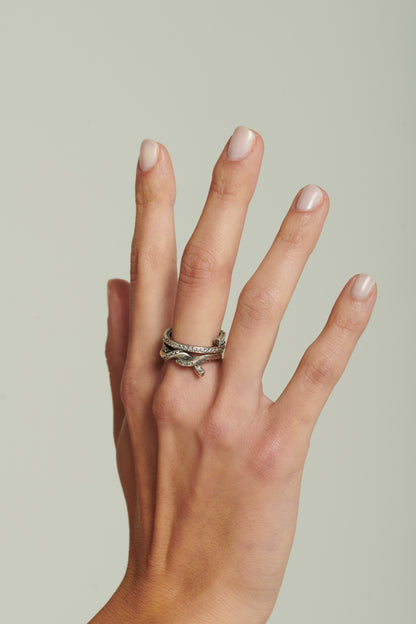 Anello triplo nodo argento e zirconi