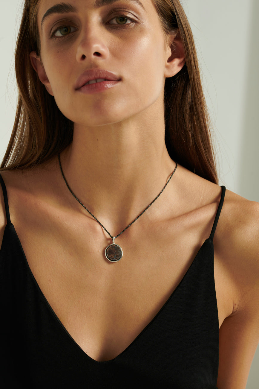 Collana moneta zada argento