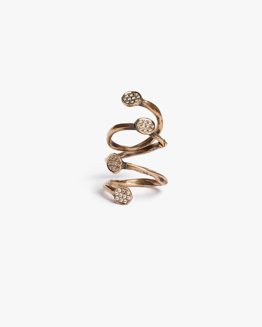 Anello dito amigdala zirconi bronzo
