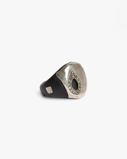 Chevalière Heathrow hole black argento zirconi