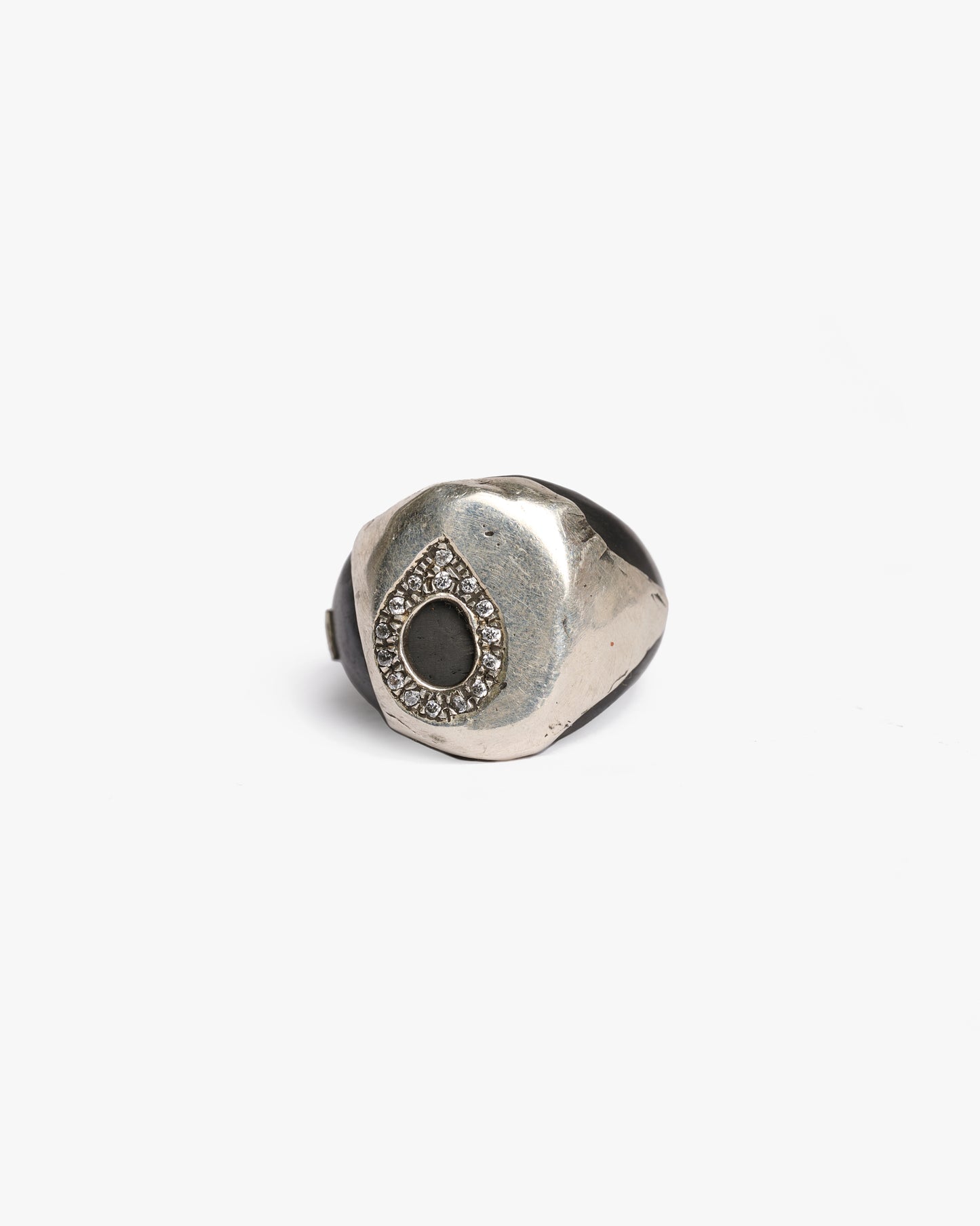 Chevalière Heathrow hole black argento zirconi