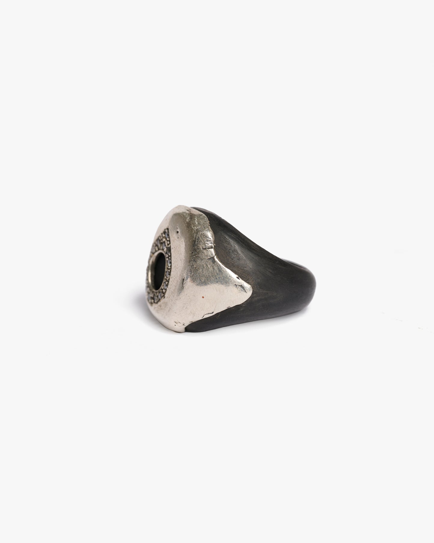 Chevalière Heathrow hole black argento zirconi