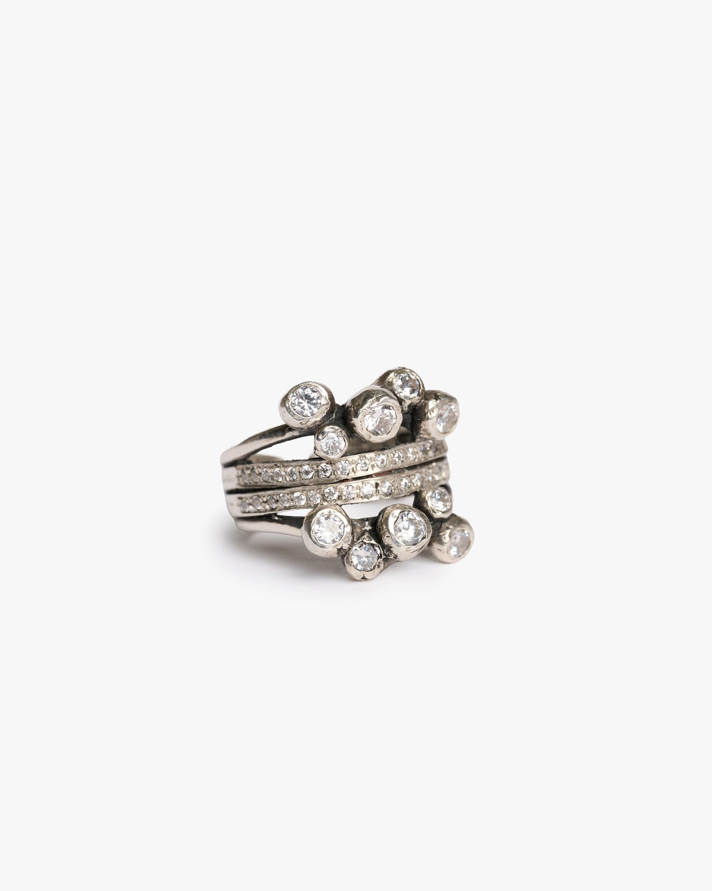 Anello Doppio Haneda argento e zirconi luxury