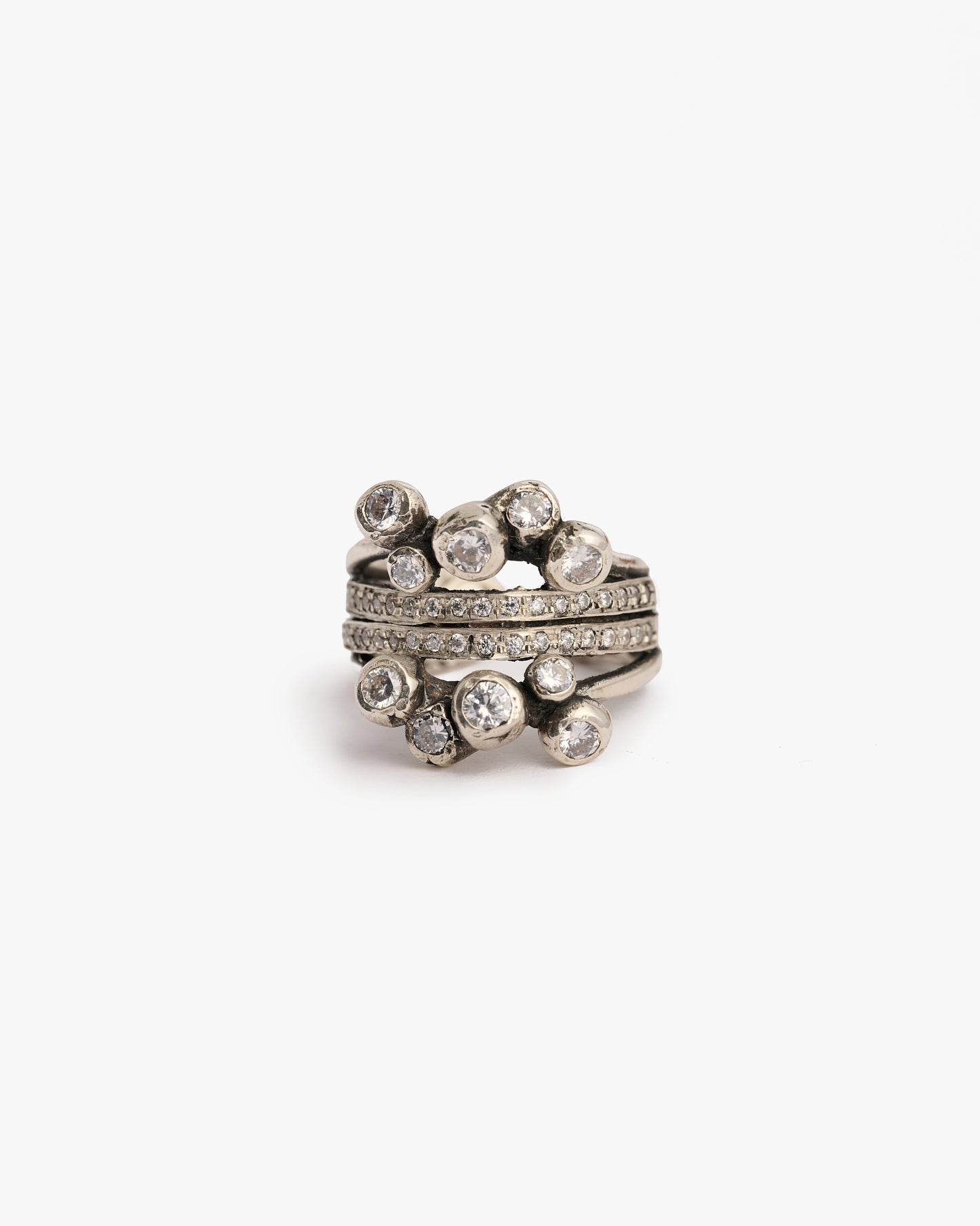 Anello Doppio Haneda argento e zirconi luxury