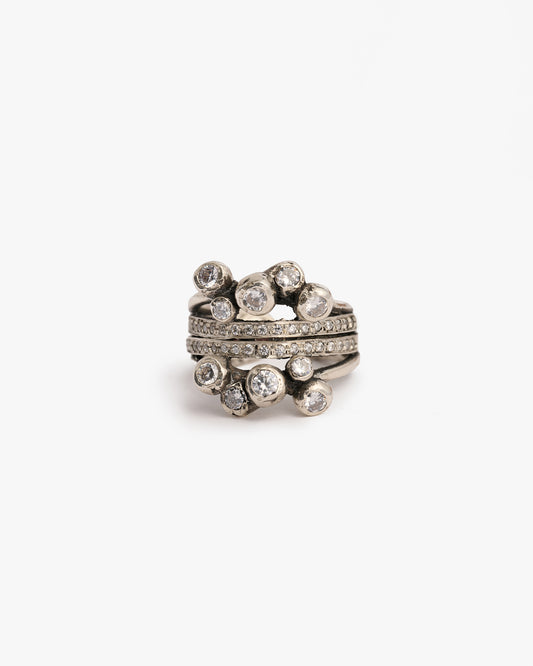 Anello Doppio Haneda argento e zirconi luxury