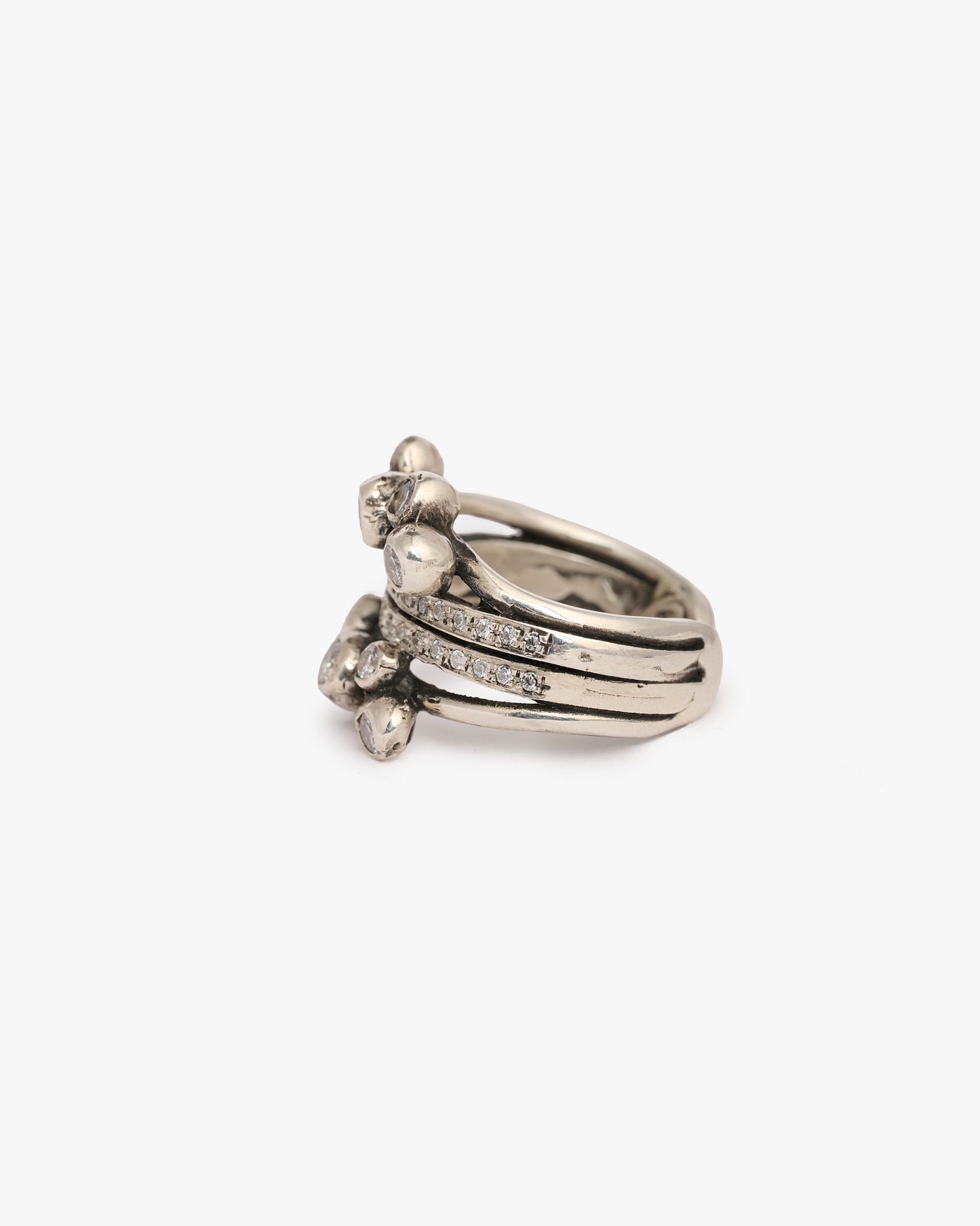 Anello Doppio Haneda argento e zirconi luxury
