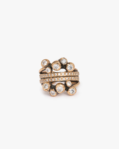 Anello Doppio Haneda bronzo e zirconi luxury