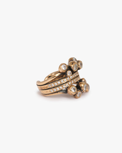 Anello Doppio Haneda bronzo e zirconi luxury