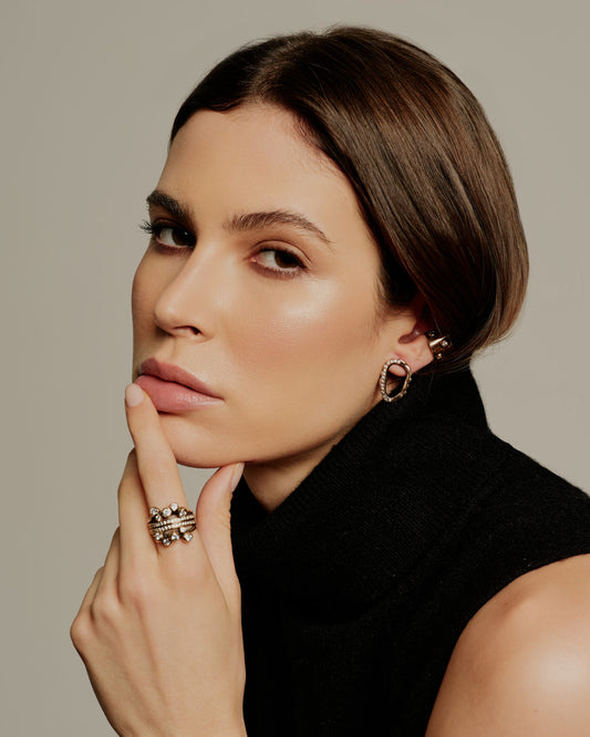 Anello Doppio Haneda bronzo e zirconi luxury