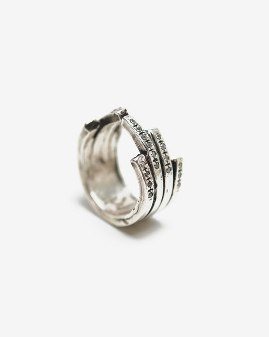 Anello quadruplo ecg argento e zirconi