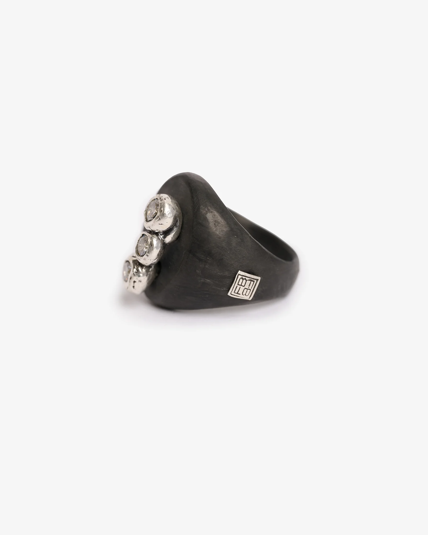 Chevalière triplo haneda black argento zirconi
