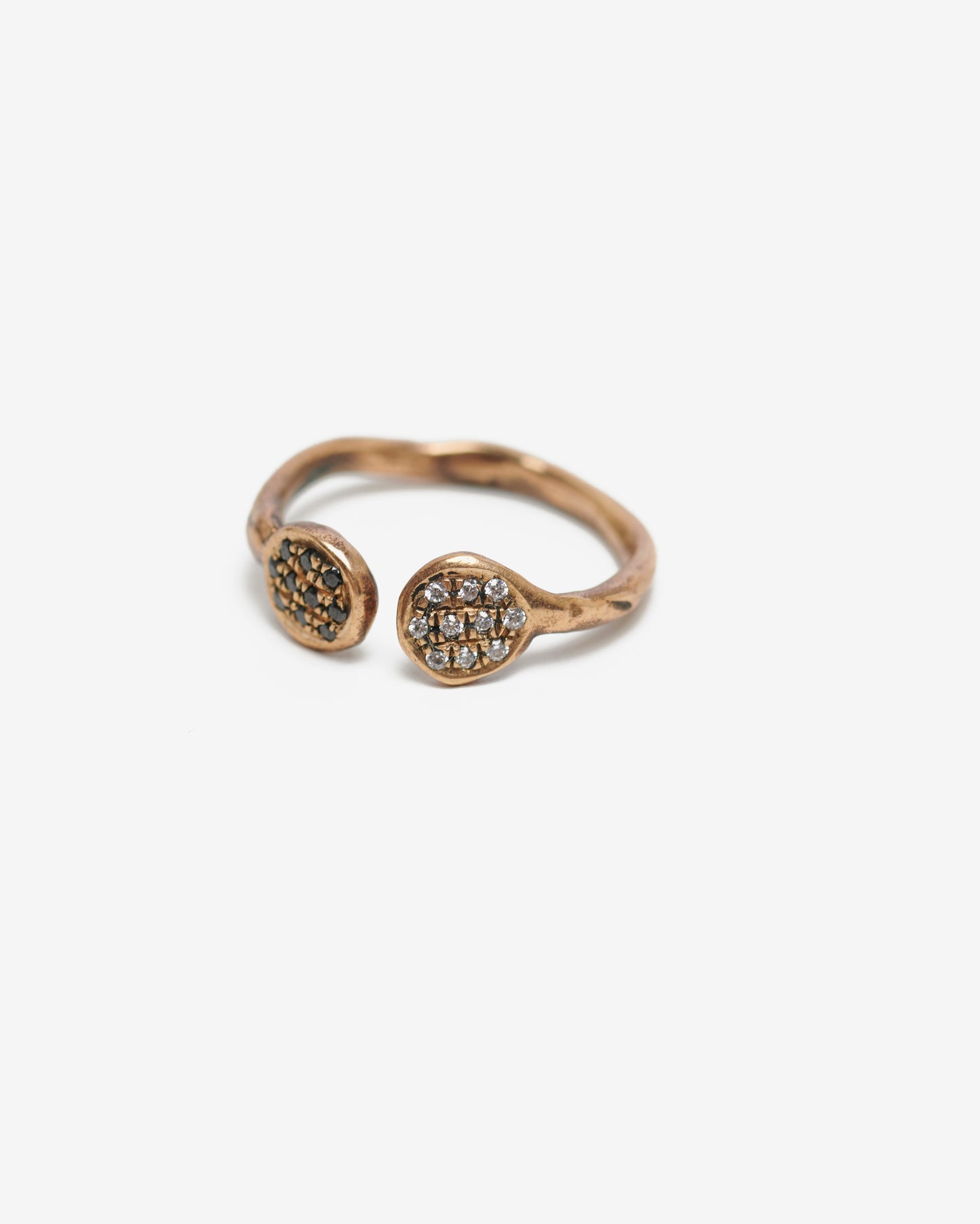 Fedina doppio dendrite grande zirconi bronzo