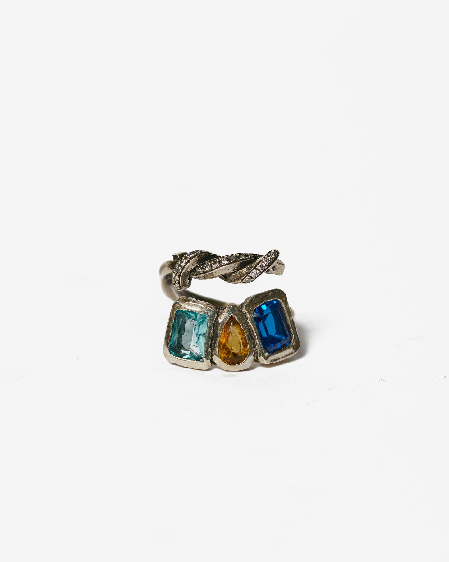 Anello nodo arcobaleno argento