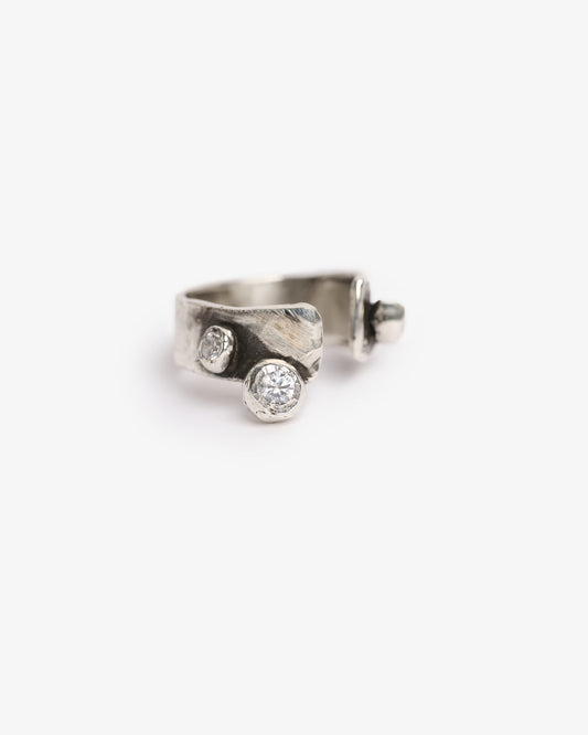 Anello three haneda argento e zirconi
