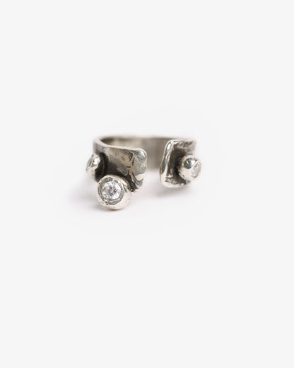 Anello three haneda argento e zirconi