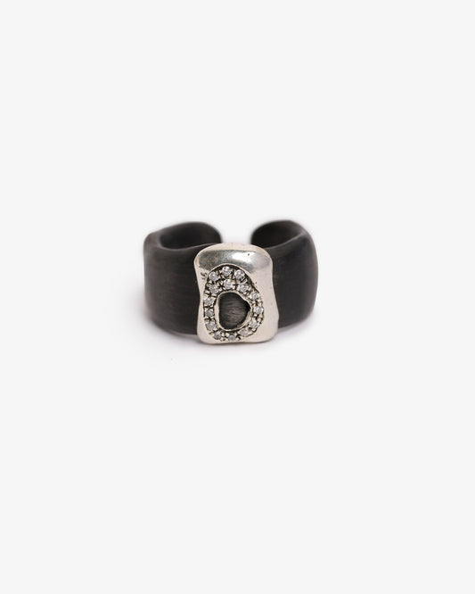 Anello fascia Heathrow black argento zirconi