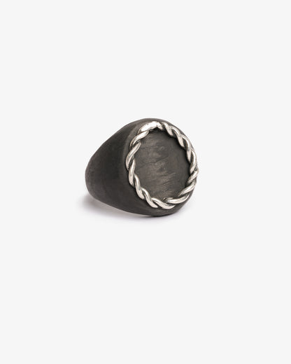 Chevalière half da vinci black argento