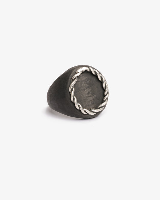 Chevalière half da vinci black argento