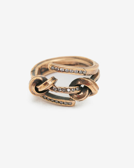 Anello doppio nodo liaison bronzo e zirconi