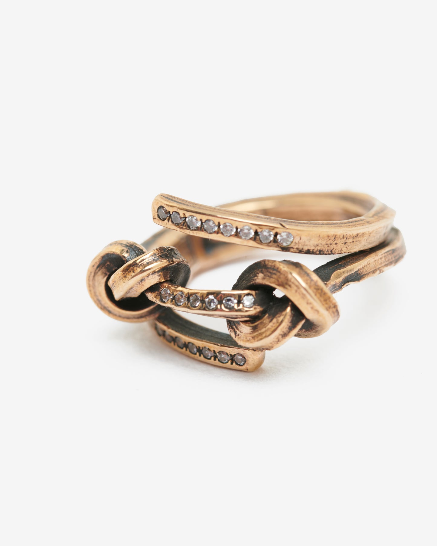 Anello doppio nodo liaison bronzo e zirconi