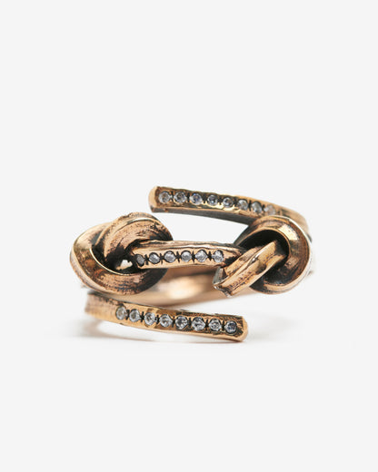 Anello doppio nodo liaison bronzo e zirconi