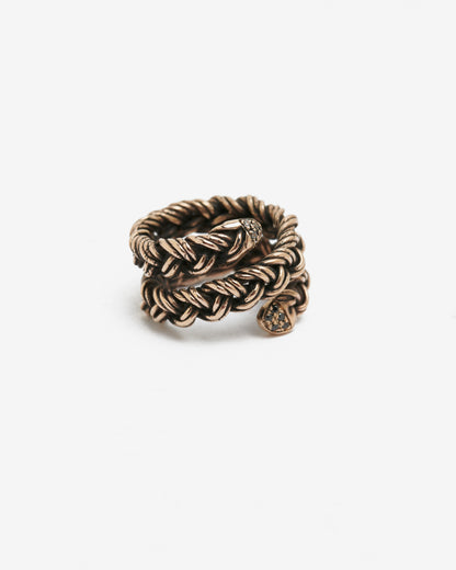 Anello treccia spirale multifilo bronzo e zirconi