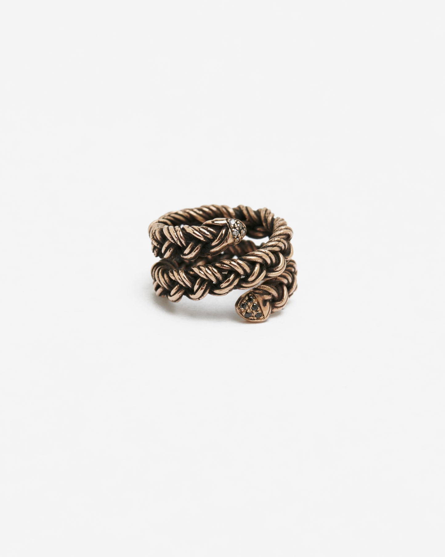 Anello treccia spirale multifilo bronzo e zirconi