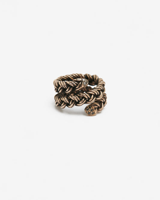 Anello treccia spirale multifilo bronzo e zirconi