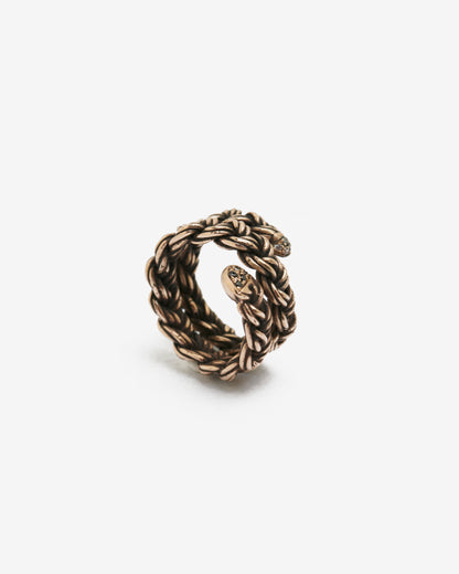 Anello treccia spirale multifilo bronzo e zirconi