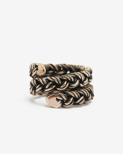 Anello treccia spirale 5 fili bronzo