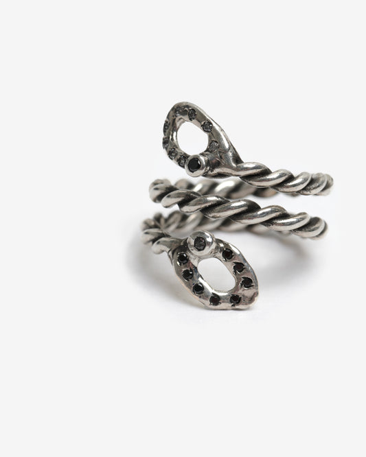 Anello spirale diploid zirconi bianchi e neri argento
