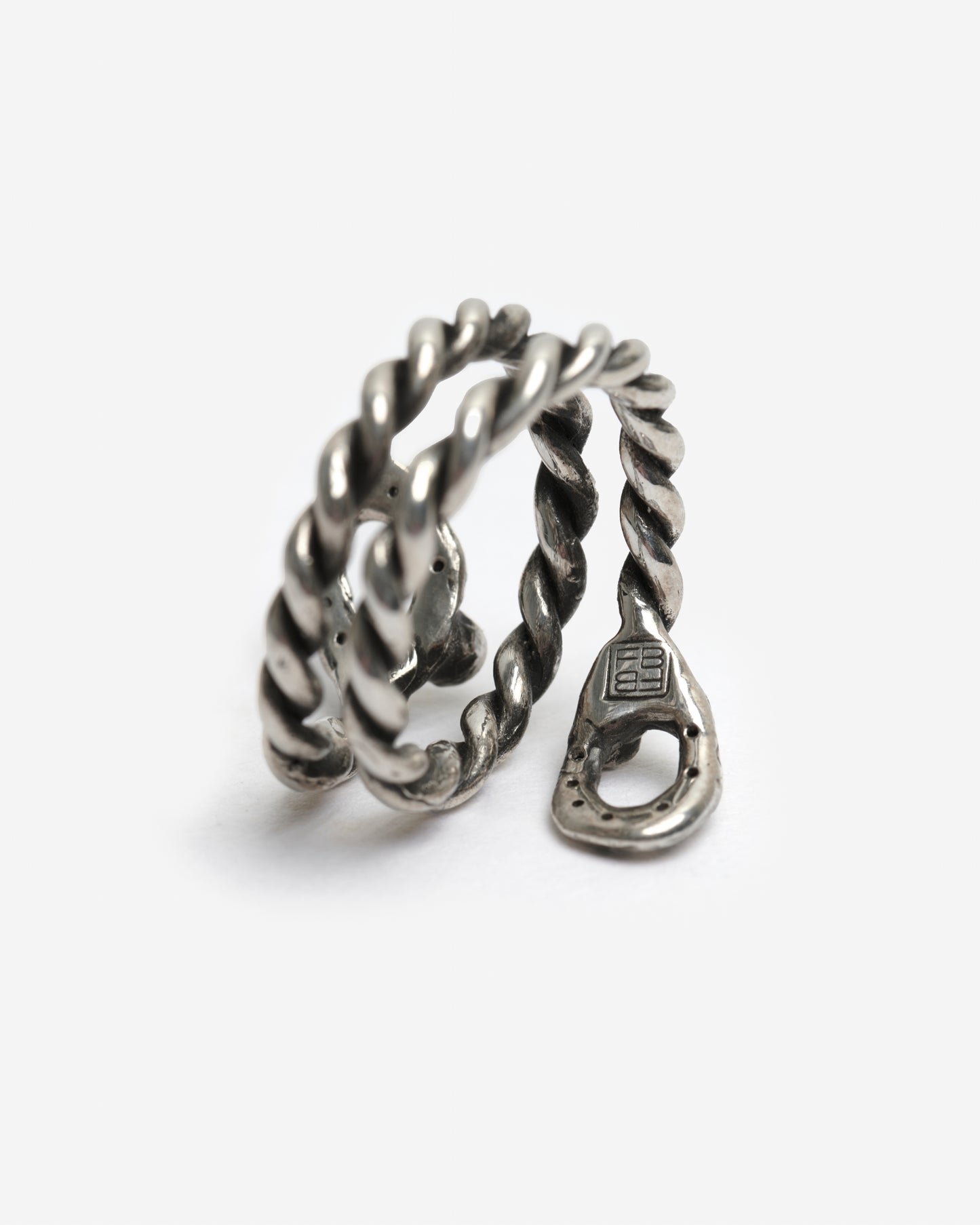 Anello spirale diploid zirconi bianchi e neri argento