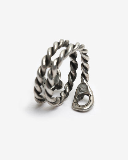 Anello spirale diploid zirconi bianchi e neri argento