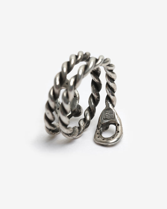 Anello spirale diploid zirconi bianchi e neri argento