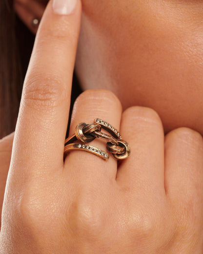 Anello doppio nodo liaison bronzo e zirconi