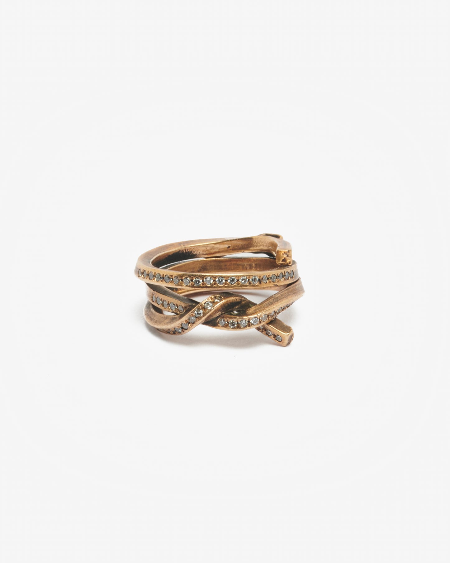 Anello triplo nodo bronzo e zirconi