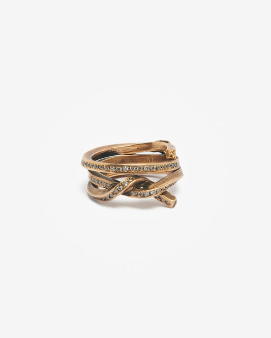 Anello triplo nodo bronzo e zirconi