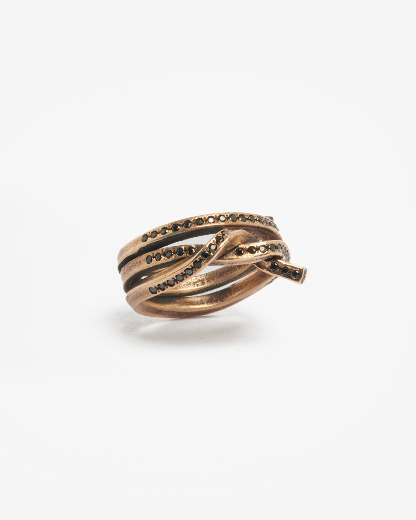 Anello triplo nodo bronzo e zirconi