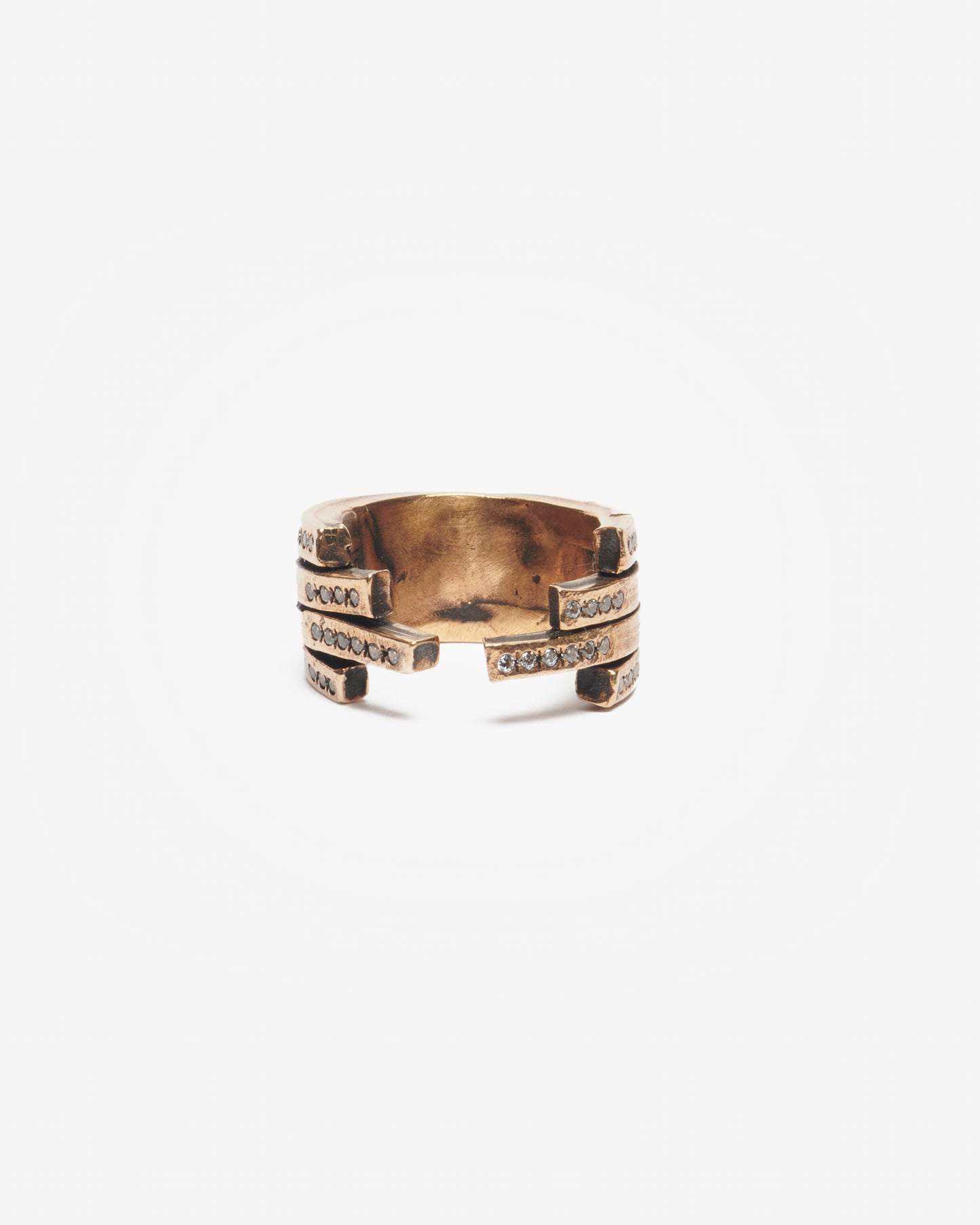 Anello quadruplo ecg bronzo e zirconi